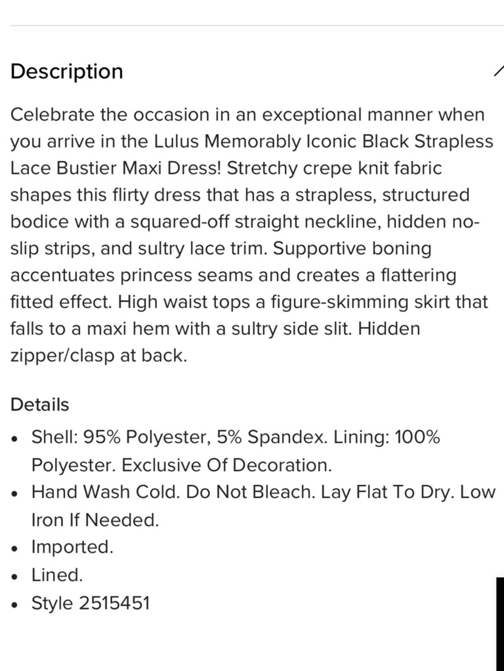 Lulu's Memorably Iconic Black Strapless Lace Bustier Maxi Dress - Picture 6 of 7